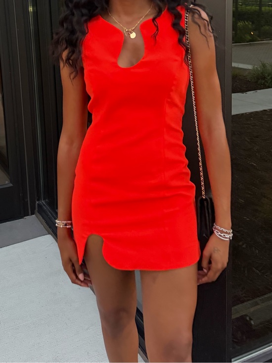 Amanda Uprichard Dresses & Skirts - Amanda Uprichard Red Sleeveless puzzle piece Mini Dress